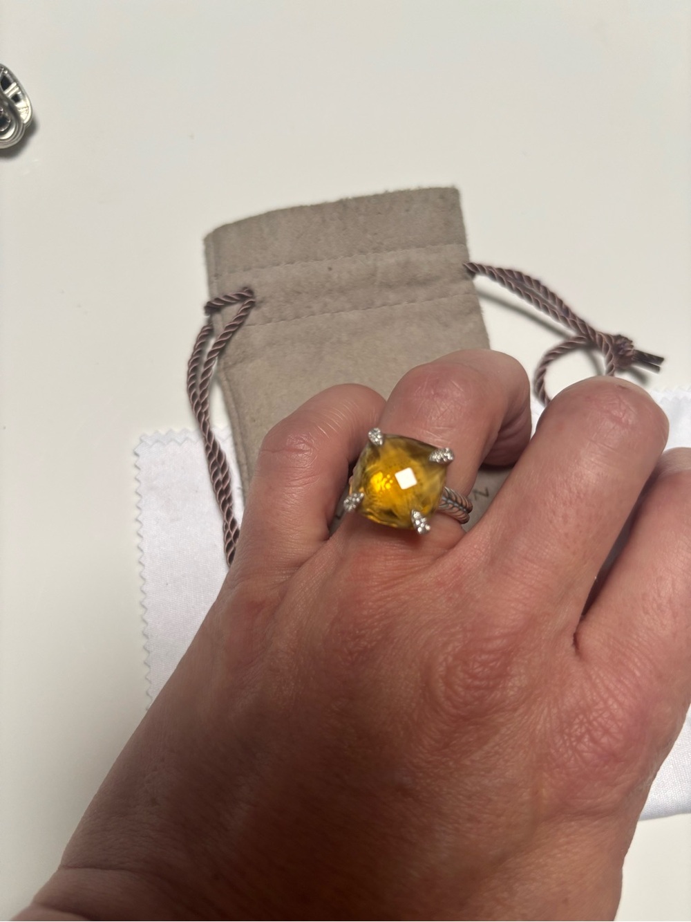 David Yurman Yellow Citrine Dome Ring in Cable Setting